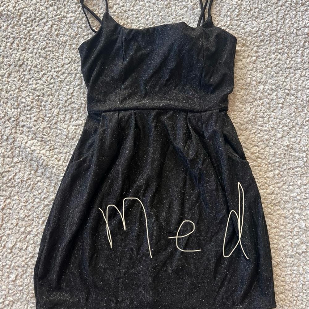 Lucy in the Sky Black Glitter Mini Dress